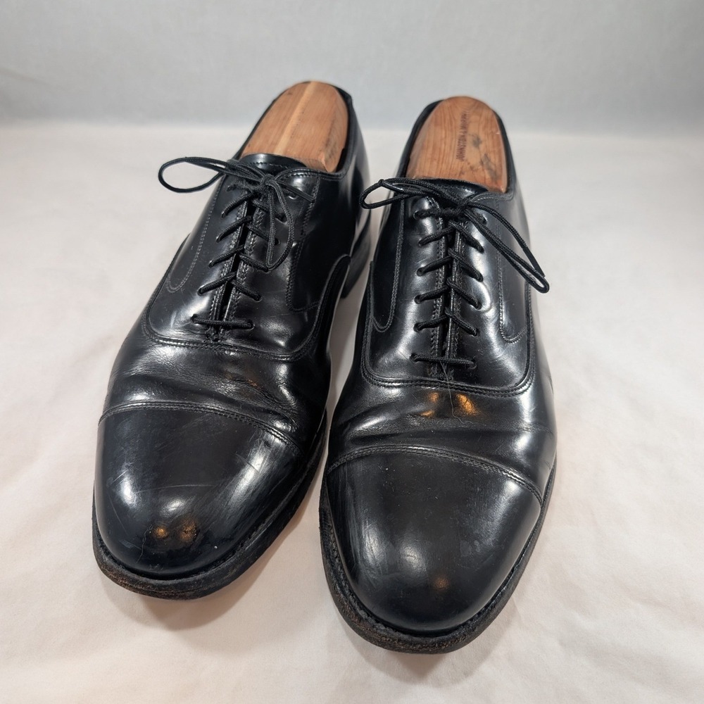 Johnston & Murphy Mens Black Leather Cap Toe Oxford Dress Shoes